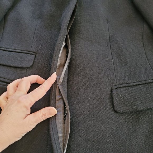 J CRew Womens Coat Size 12 Black Double Cloth Carmignano Wool Blend Italy 161778 - Picture 6 of 10